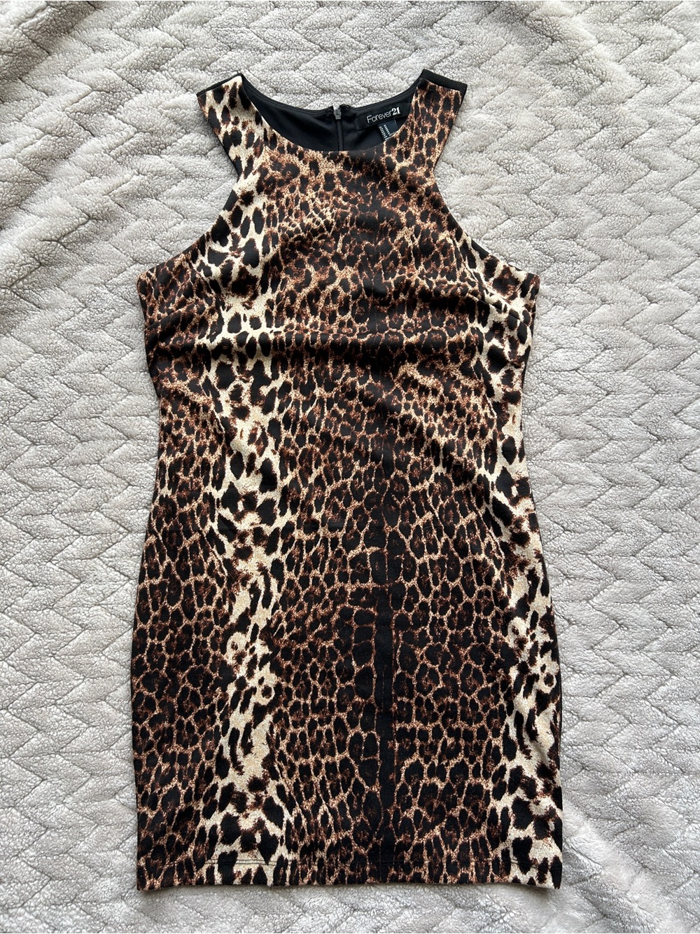 Forever 21 Leopard-Print Sleeveless Bodycon Dress in Brown and Cream